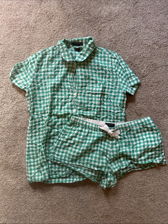 J. Crew Other - J. Crew Green Gingham Short-Sleeve Pajama Set